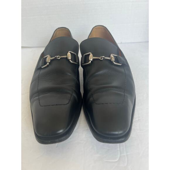 Gucci Men’s Horsebit Black Leather Slip On Loafer Dress Shoes Sz EU 41.5EJ - Picture 4 of 13